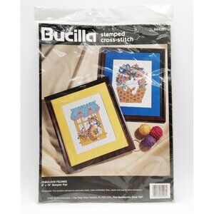 Bucilla Stamped Cross Stitch Kit 644281 Fabulous Felines Vintage 1995 NEW